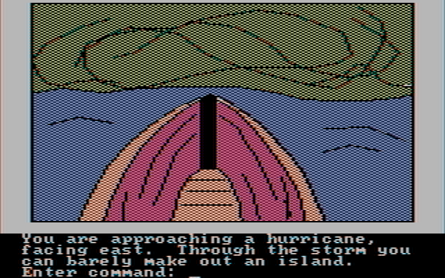 Hi-Res Adventure #4: Ulysses and the Golden Fleece IBM PC/Compatibles Screenshot: An approaching hurricane!