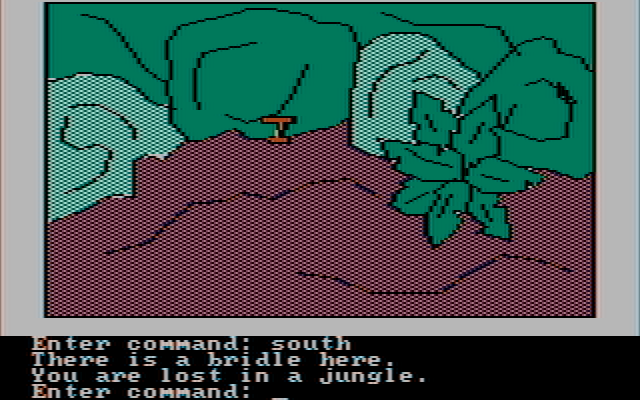 Hi-Res Adventure #4: Ulysses and the Golden Fleece IBM PC/Compatibles Screenshot: Now I'm lost in a jungle...