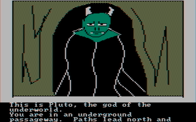 Hi-Res Adventure #4: Ulysses and the Golden Fleece IBM PC/Compatibles Screenshot: You'll also meet Pluto, god of the underworld.