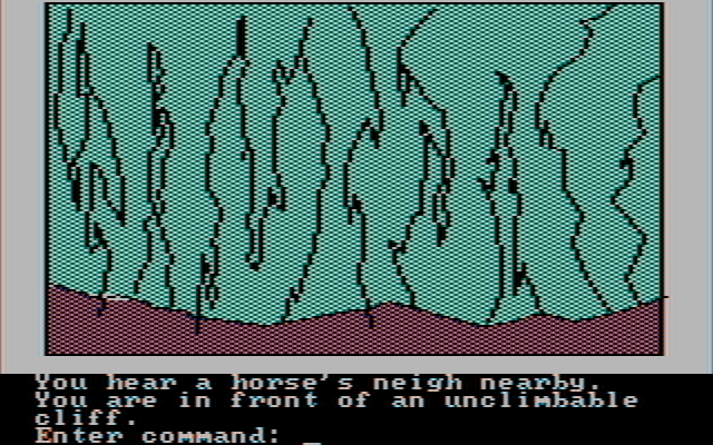 Hi-Res Adventure #4: Ulysses and the Golden Fleece IBM PC/Compatibles Screenshot: It's an unclimbable cliff!
