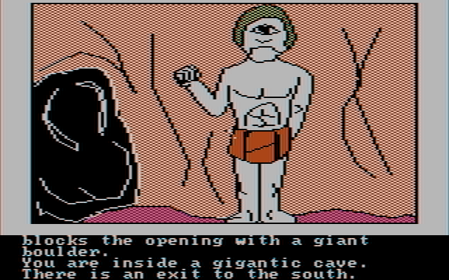Hi-Res Adventure #4: Ulysses and the Golden Fleece IBM PC/Compatibles Screenshot: Trapped by a cyclops!