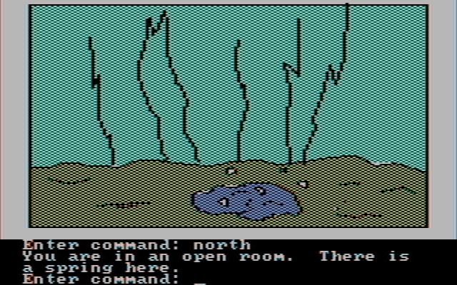 Hi-Res Adventure #4: Ulysses and the Golden Fleece IBM PC/Compatibles Screenshot: There's a spring here...a good opportunity to get some water!