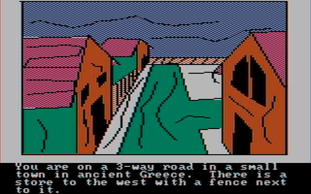 Hi-Res Adventure #4: Ulysses and the Golden Fleece IBM PC/Compatibles Screenshot: The starting location.