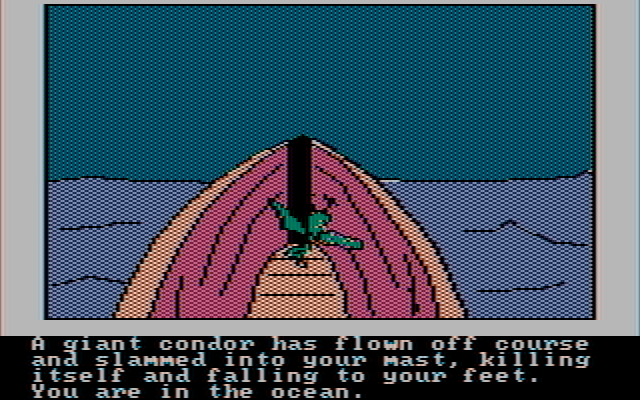 Hi-Res Adventure #4: Ulysses and the Golden Fleece IBM PC/Compatibles Screenshot: A condor crash landed...that can't be good!
