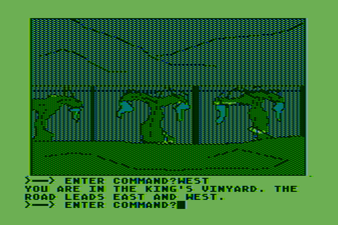 Hi-Res Adventure #4: Ulysses and the Golden Fleece Atari 8-bit Screenshot: In the king's vineyard.