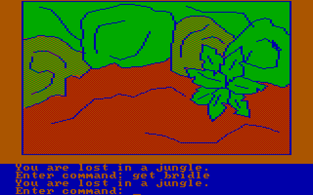Hi-Res Adventure #4: Ulysses and the Golden Fleece IBM PC/Compatibles Screenshot: I'm lost in a jungle.