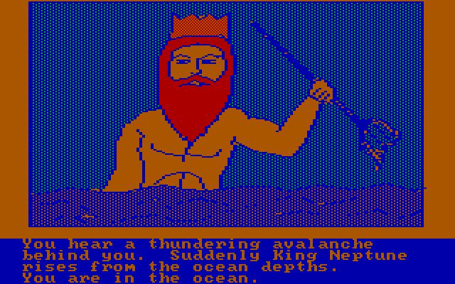 Hi-Res Adventure #4: Ulysses and the Golden Fleece IBM PC/Compatibles Screenshot: Introducing King Neptune.