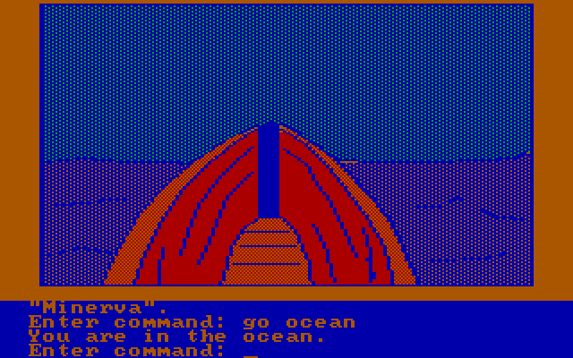 Hi-Res Adventure #4: Ulysses and the Golden Fleece IBM PC/Compatibles Screenshot: Sailing...which way to go though?