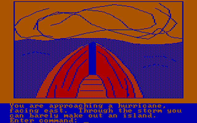 Hi-Res Adventure #4: Ulysses and the Golden Fleece IBM PC/Compatibles Screenshot: It's a hurricane!