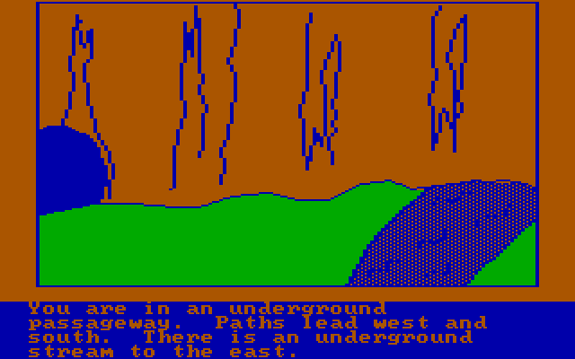 Hi-Res Adventure #4: Ulysses and the Golden Fleece IBM PC/Compatibles Screenshot: Exploring the underground.
