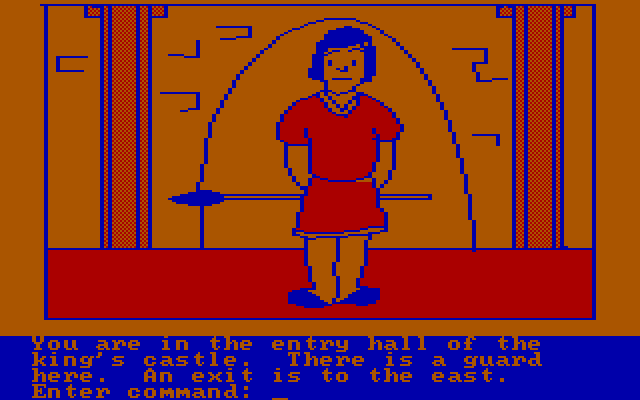 Hi-Res Adventure #4: Ulysses and the Golden Fleece IBM PC/Compatibles Screenshot: Can you get past the guard?