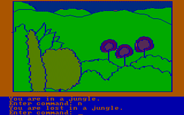 Hi-Res Adventure #4: Ulysses and the Golden Fleece IBM PC/Compatibles Screenshot: Which way should I go from here?