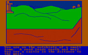 Hi-Res Adventure #4: Ulysses and the Golden Fleece for IBM PC/Compatibles - The outskirts of a small town.