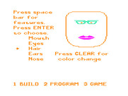 FaceMaker for TRS-80 Color Computer - Game start; building a face (color set 1).