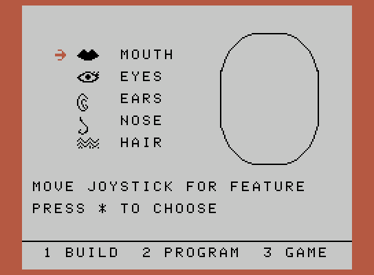 FaceMaker ColecoVision Screenshot: You start with an empty face.