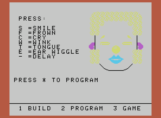 FaceMaker ColecoVision Screenshot: You can program your face to perform some actions...