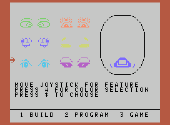 FaceMaker ColecoVision Screenshot: Starting to build a face...