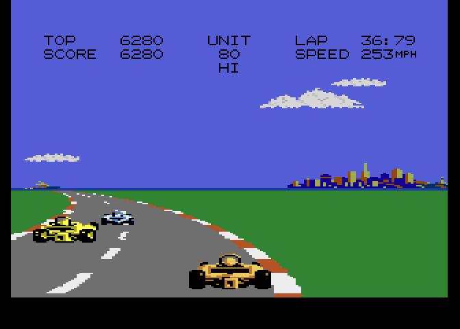 Pole Position II Atari 7800 Screenshot: There are four different racetracks to choose from.