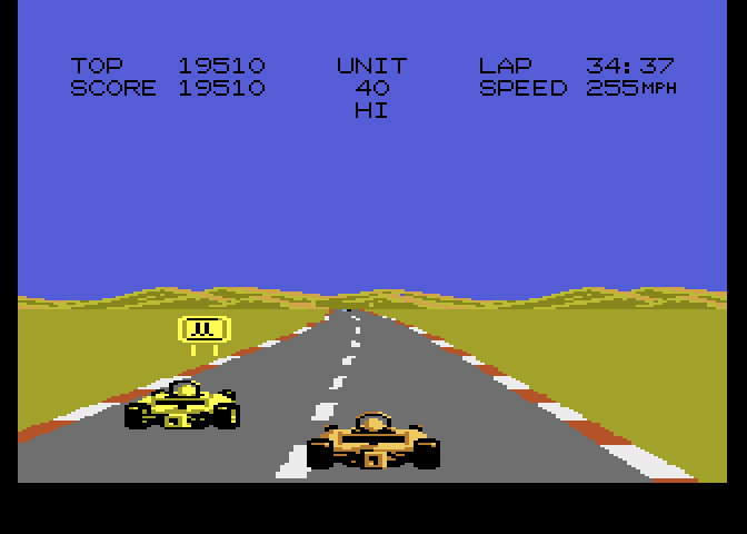 Pole Position II Atari 7800 Screenshot: Racing on the test track...