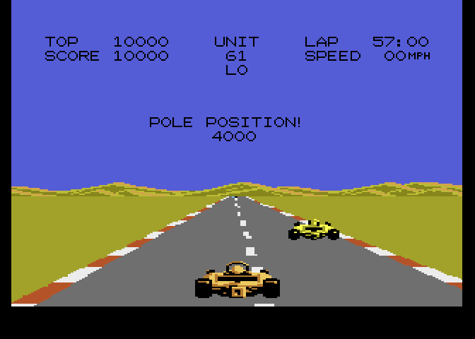 Pole Position II Atari 7800 Screenshot: I came in first place in the qualifying round!