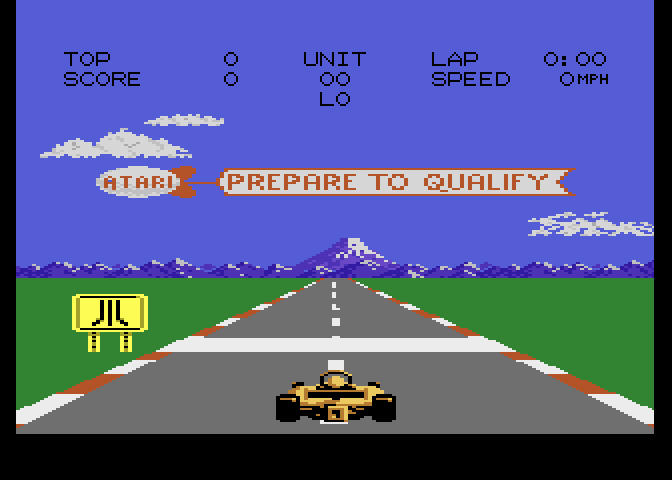 Pole Position II Atari 7800 Screenshot: Prepare to qualify.