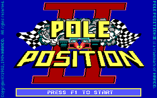 Pole Position II IBM PC/Compatibles Screenshot: Title screen.