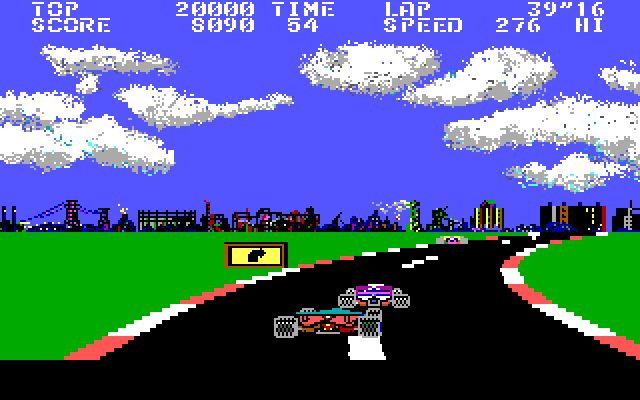 Pole Position II IBM PC/Compatibles Screenshot: Careful, don't crash into other cars...