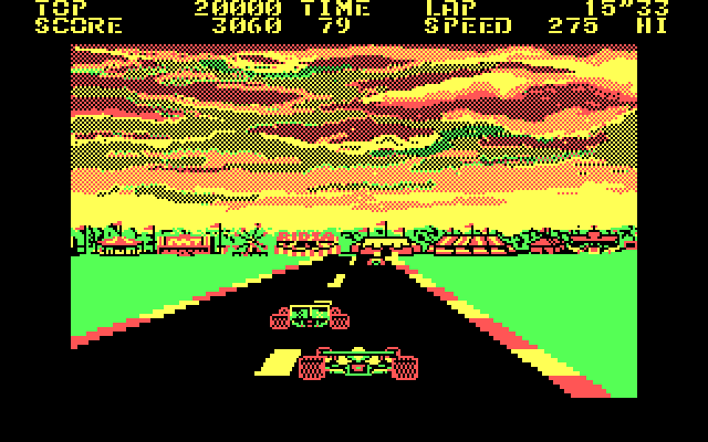 Pole Position II IBM PC/Compatibles Screenshot: This racetrack is crowded...