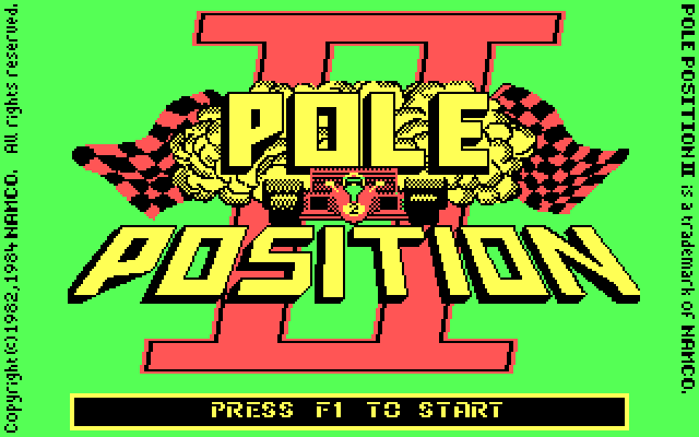 Pole Position II IBM PC/Compatibles Screenshot: Title screen.