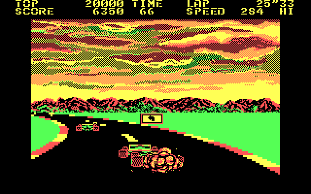 Pole Position II IBM PC/Compatibles Screenshot: Careful, don't crash into other cars.