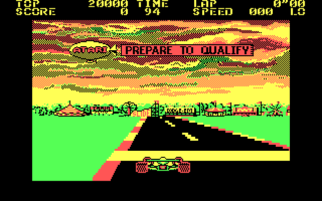 Pole Position II IBM PC/Compatibles Screenshot: Prepare to qualify...