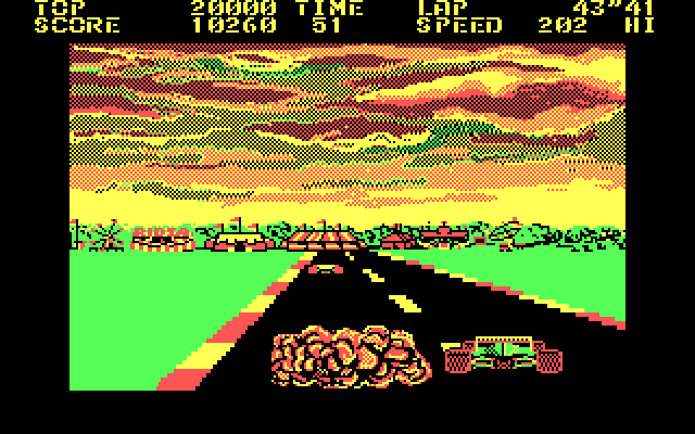 Pole Position II IBM PC/Compatibles Screenshot: Oops, a crash!