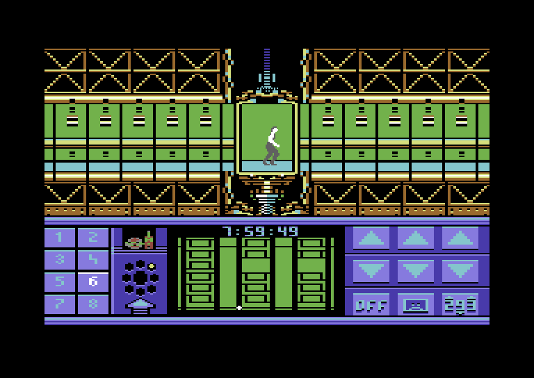 Impossible Mission II Commodore 64 Screenshot: Game start.