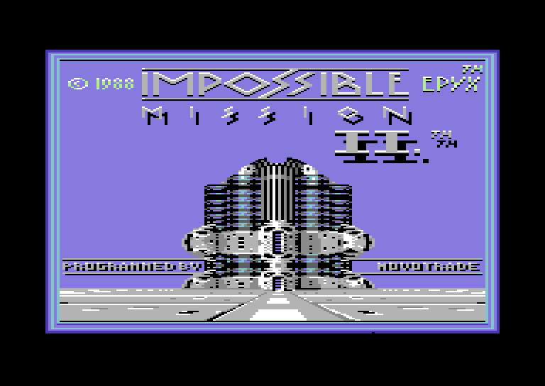 Impossible Mission II Commodore 64 Screenshot: Title screen.