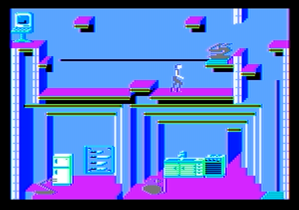 Impossible Mission II Apple II Screenshot: Trapped! Or can I jump out of here?