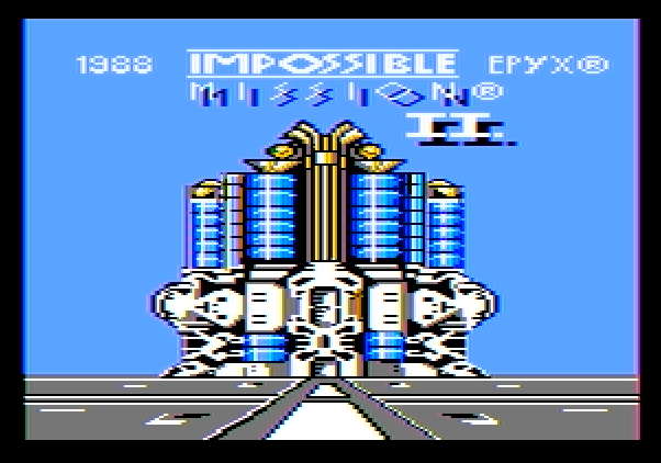 Impossible Mission II Apple II Screenshot: Title screen.