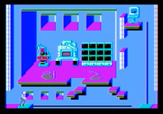 Impossible Mission II for Apple II - Moving platforms can take you horizontally or vertically to new locations.