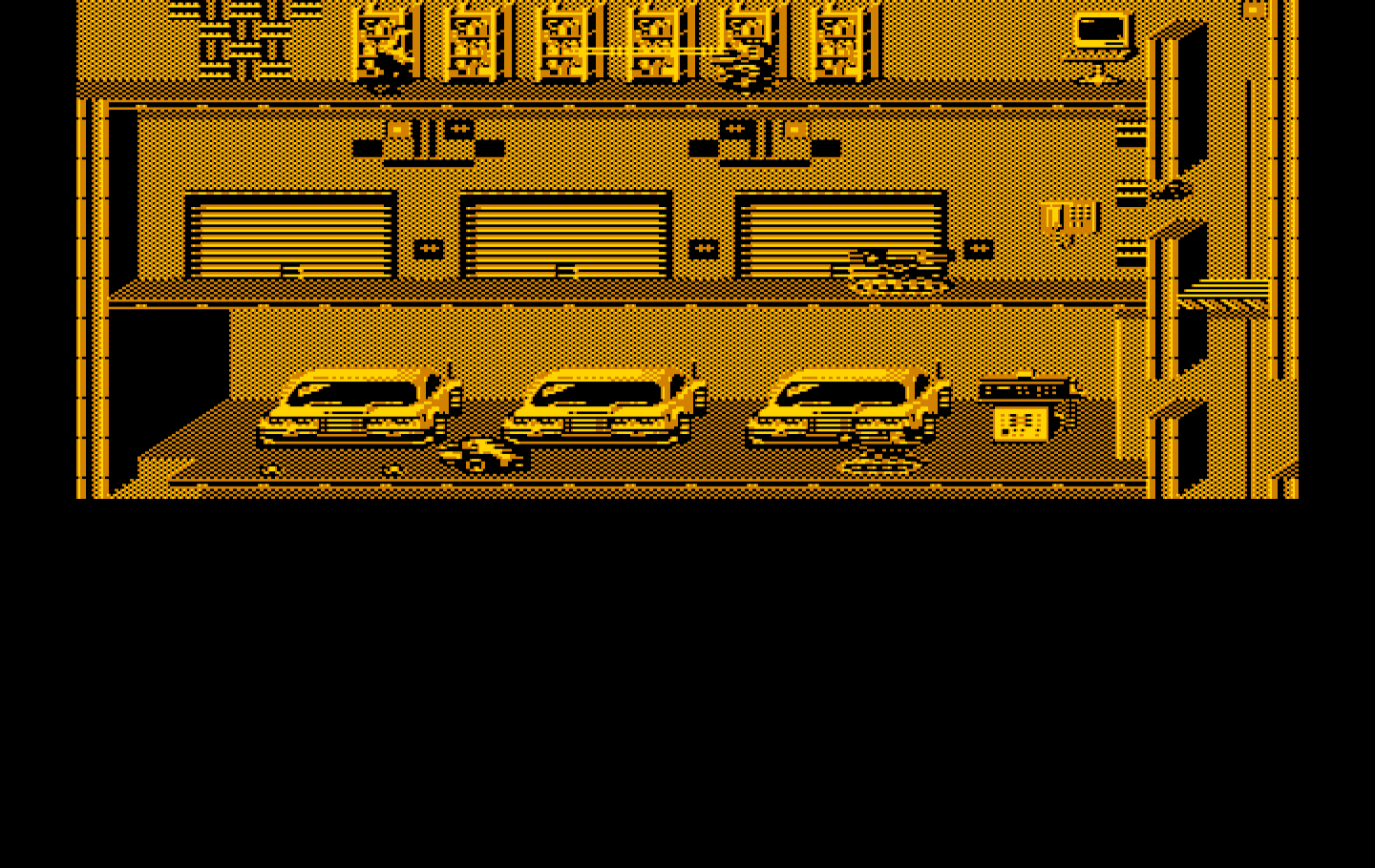 Impossible Mission II IBM PC/Compatibles Screenshot: Don't get zapped by security robots when searching.