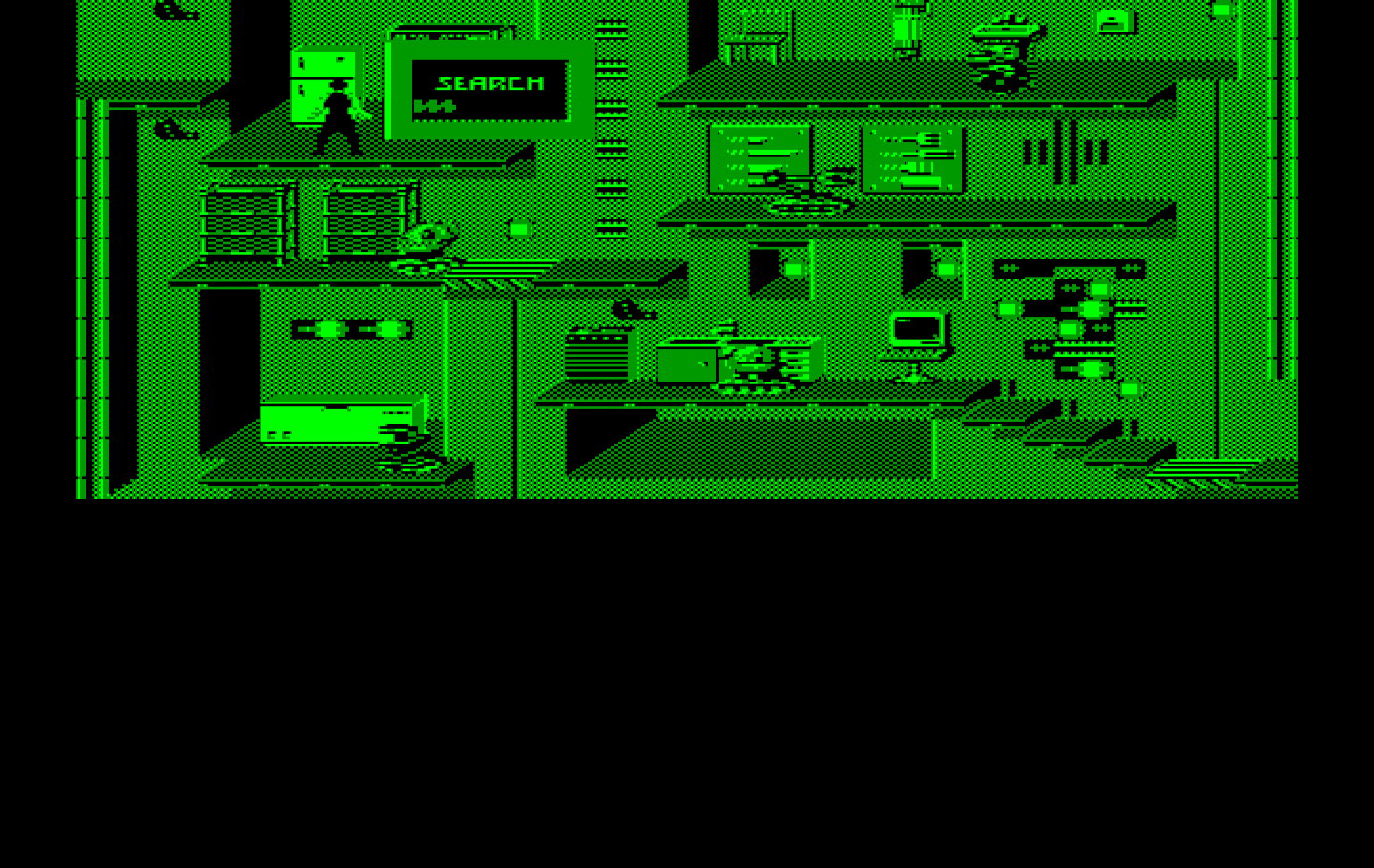 Impossible Mission II IBM PC/Compatibles Screenshot: Searching for clues...
