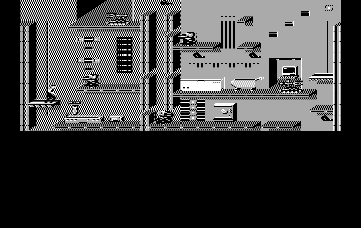 Impossible Mission II IBM PC/Compatibles Screenshot: Some platforms move horizontally or vertically to help you reach new locations.