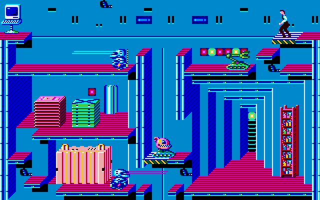 Impossible Mission II Amiga Screenshot: Each room has a different layout.