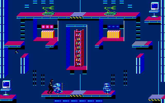 Impossible Mission II Amiga Screenshot: Don't touch security robots, they're deadly!