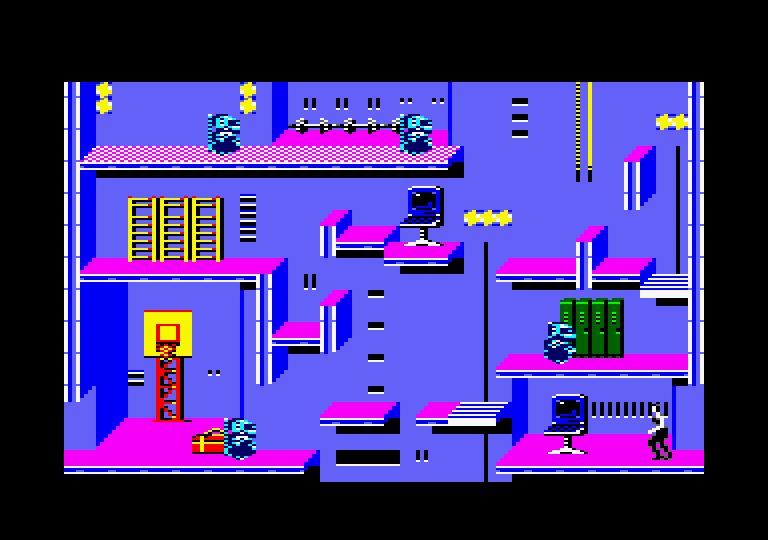 Impossible Mission II Amstrad CPC Screenshot: Exploring a room...