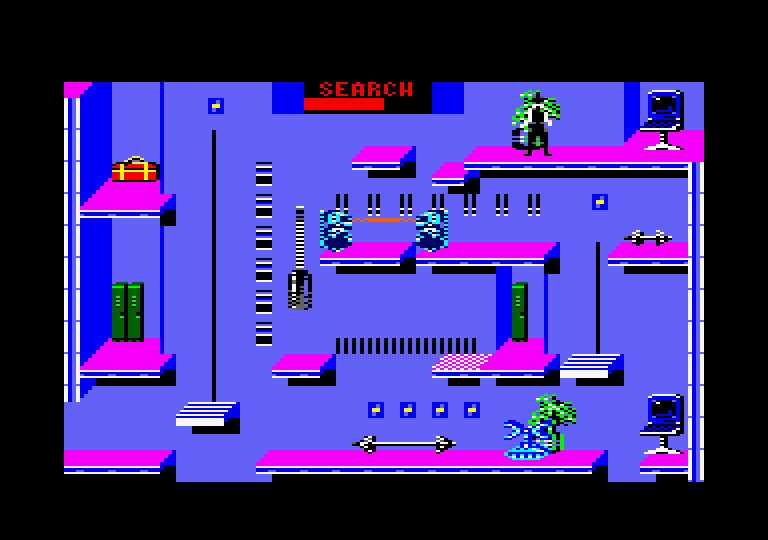 Impossible Mission II Amstrad CPC Screenshot: Searching for an item...