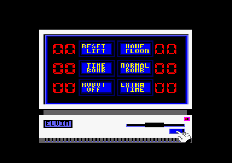 Impossible Mission II Amstrad CPC Screenshot: Using a computer...I don't have any items to use yet!