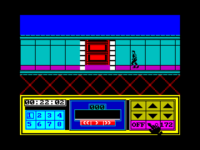 Impossible Mission II ZX Spectrum Screenshot: I'm not quite prepared to unlock this door yet...