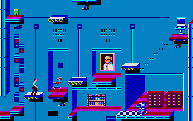 Impossible Mission II Atari ST Screenshot: The platform I'm standing on can be moved up or down...