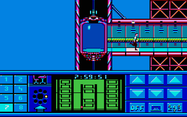 Impossible Mission II Atari ST Screenshot: Running to the next room...
