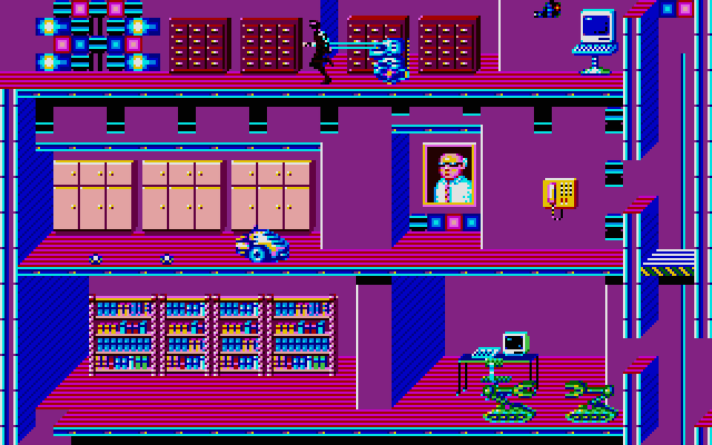 Impossible Mission II Atari ST Screenshot: Not fast enough! A robot zapped me.