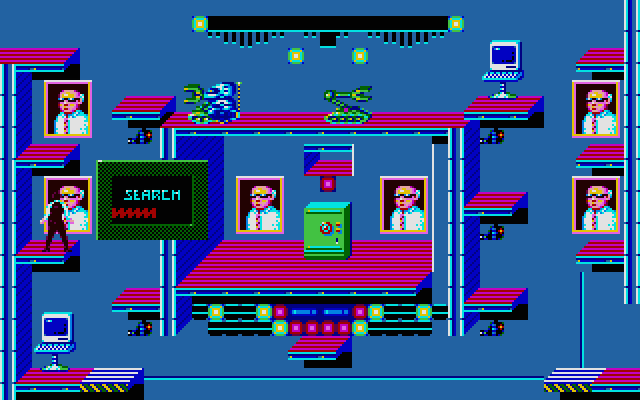 Impossible Mission II Atari ST Screenshot: Some searches take longer than others...